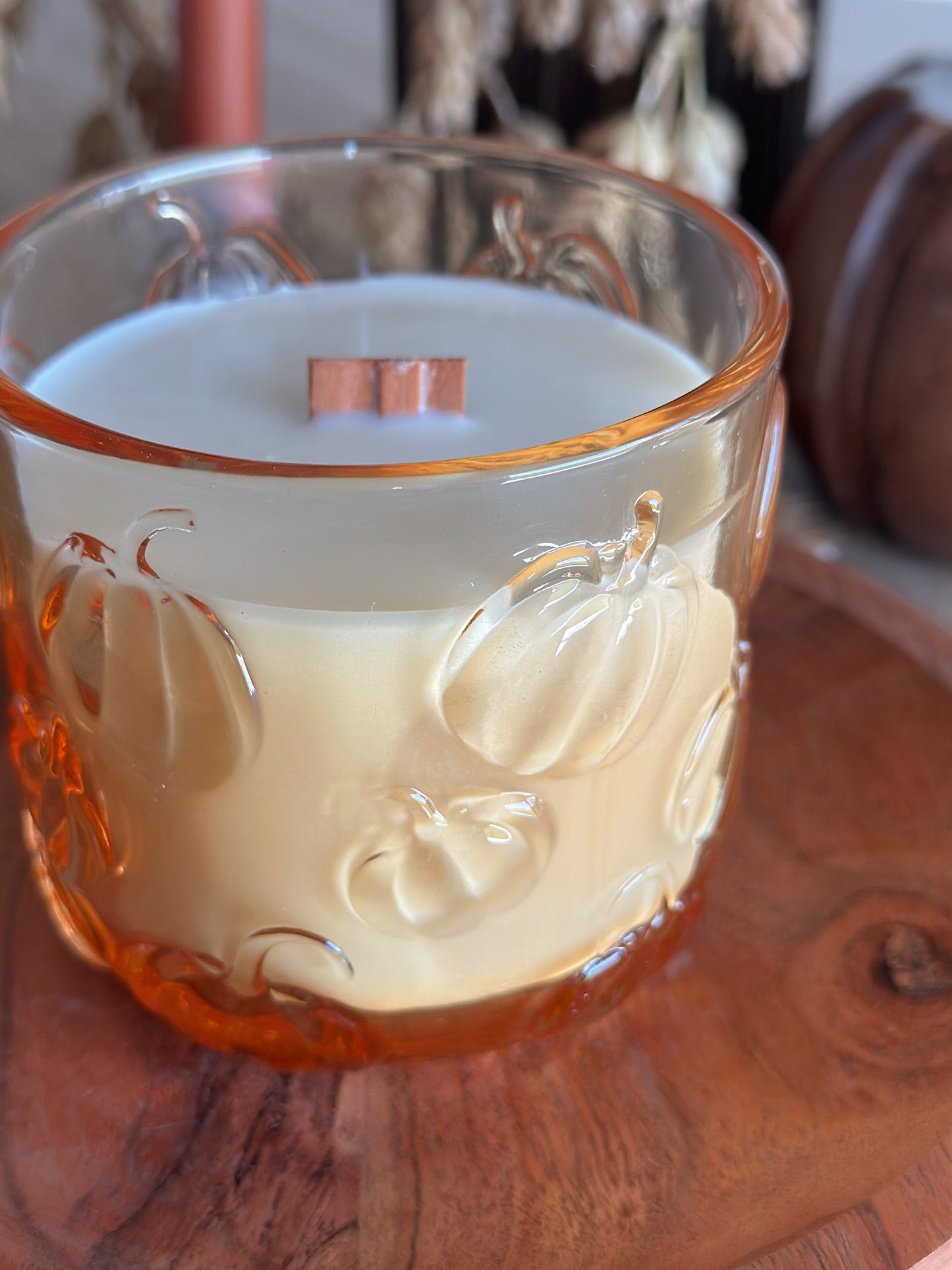Amber Pumpkin Embossed Candle