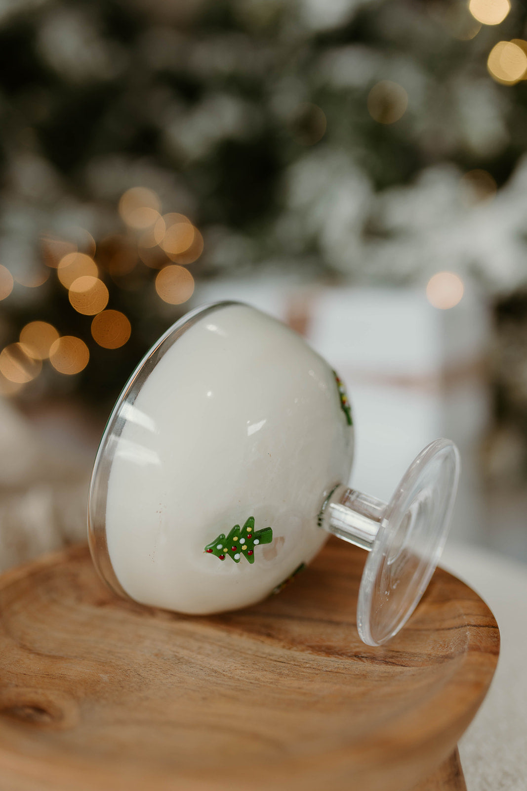 Green Christmas Tree Pedestal Dish