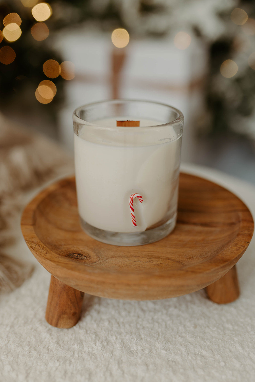 Clear Glass Candy Cane Candle