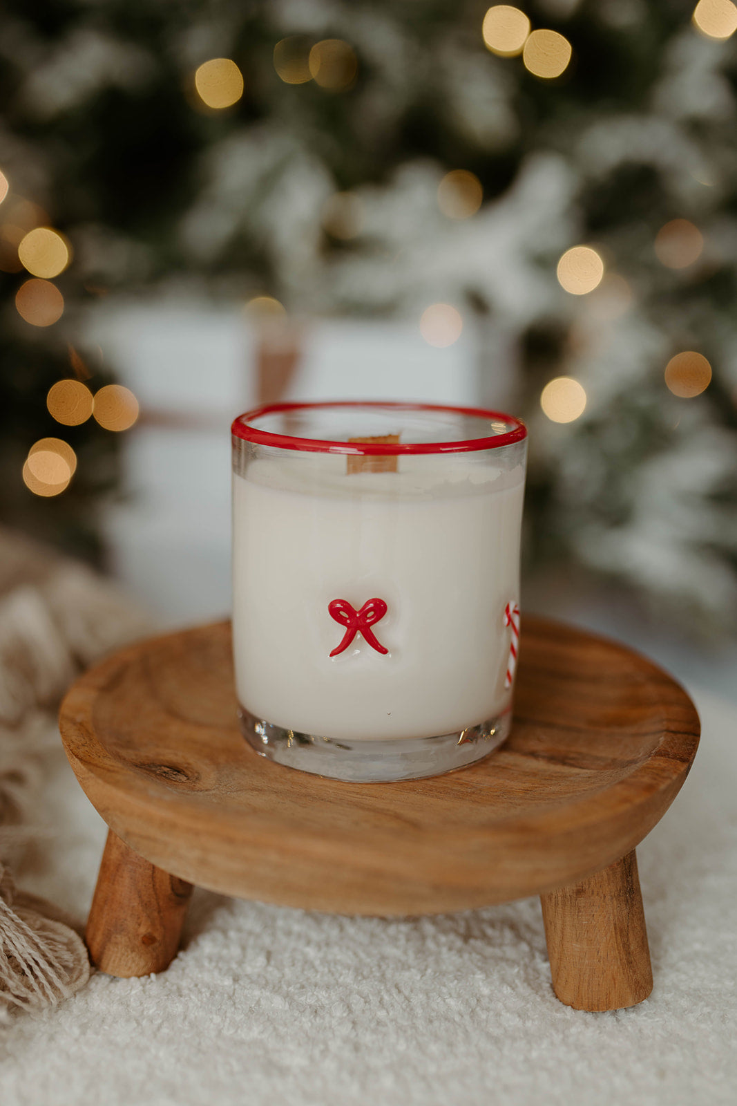Red Bow & Candy Cane Glass