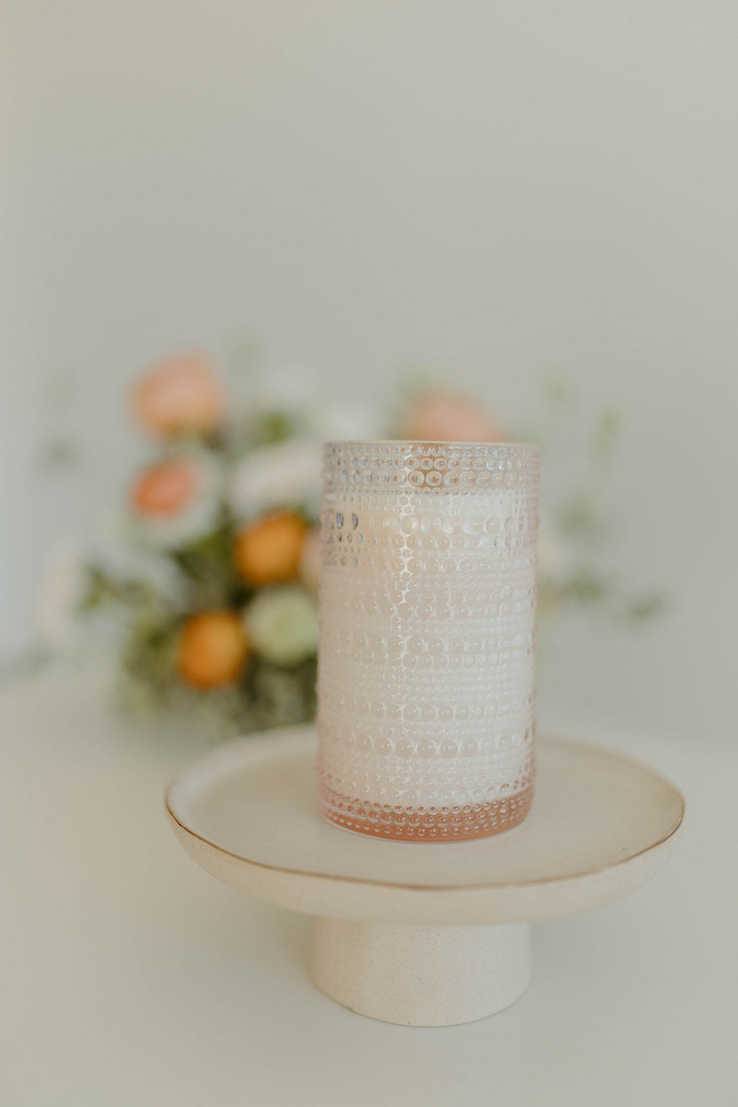 Tall Pink Beaded Glass