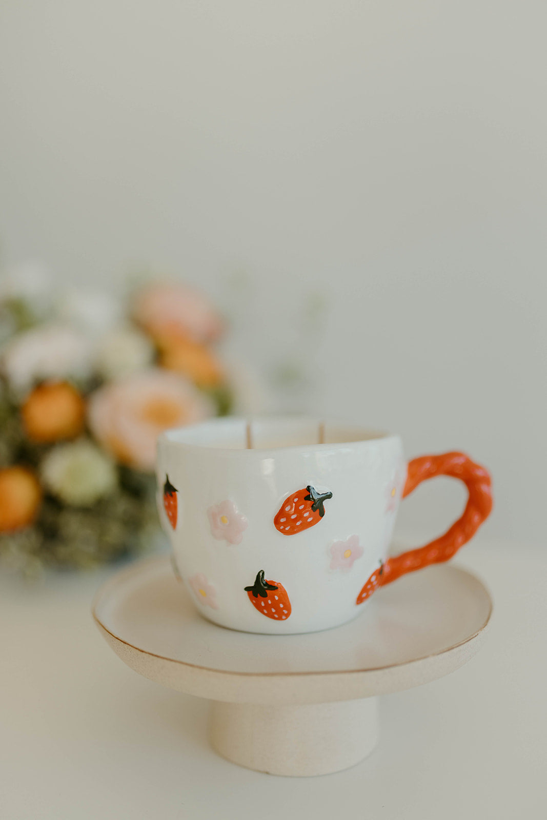 Painted Strawberry & Floral Mug
