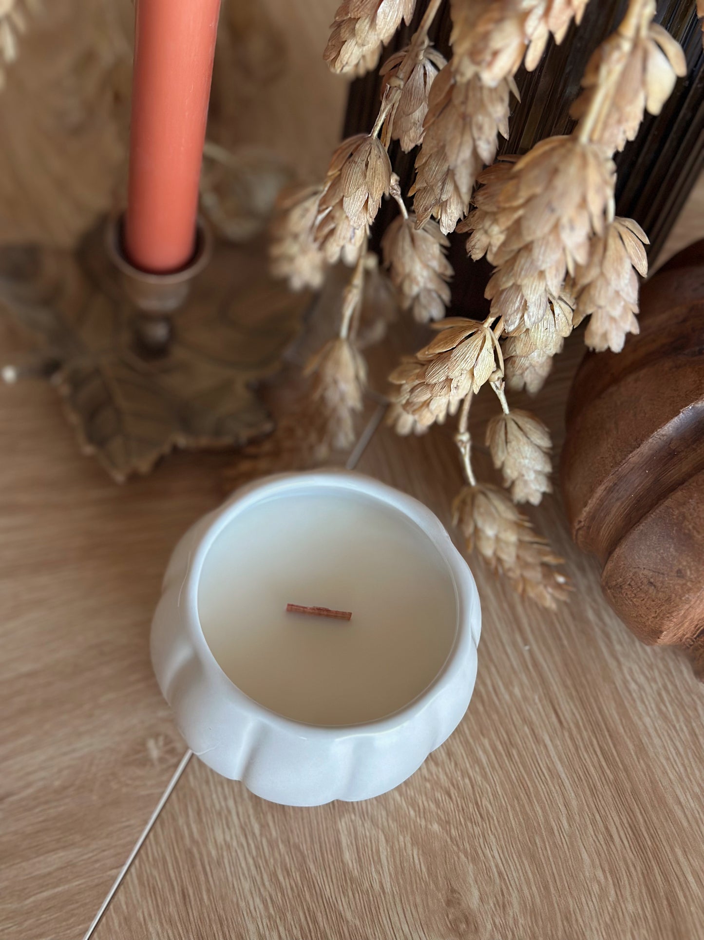 White Pumpkin Ramekin Candle