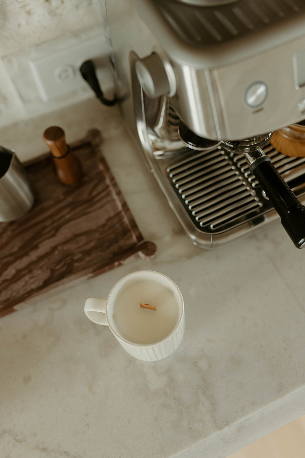 Cream Ribbed Coffee Mug