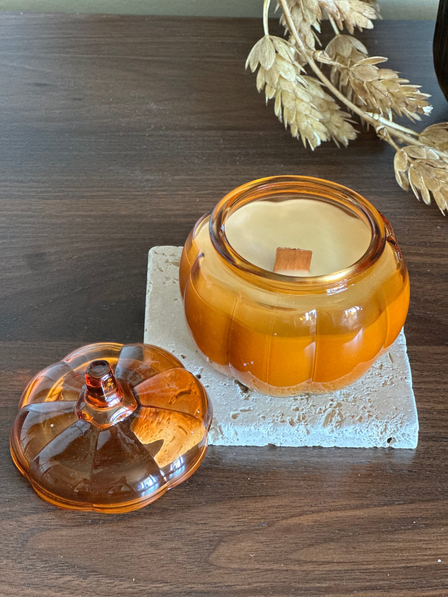 Mini Amber Glass Pumpkin