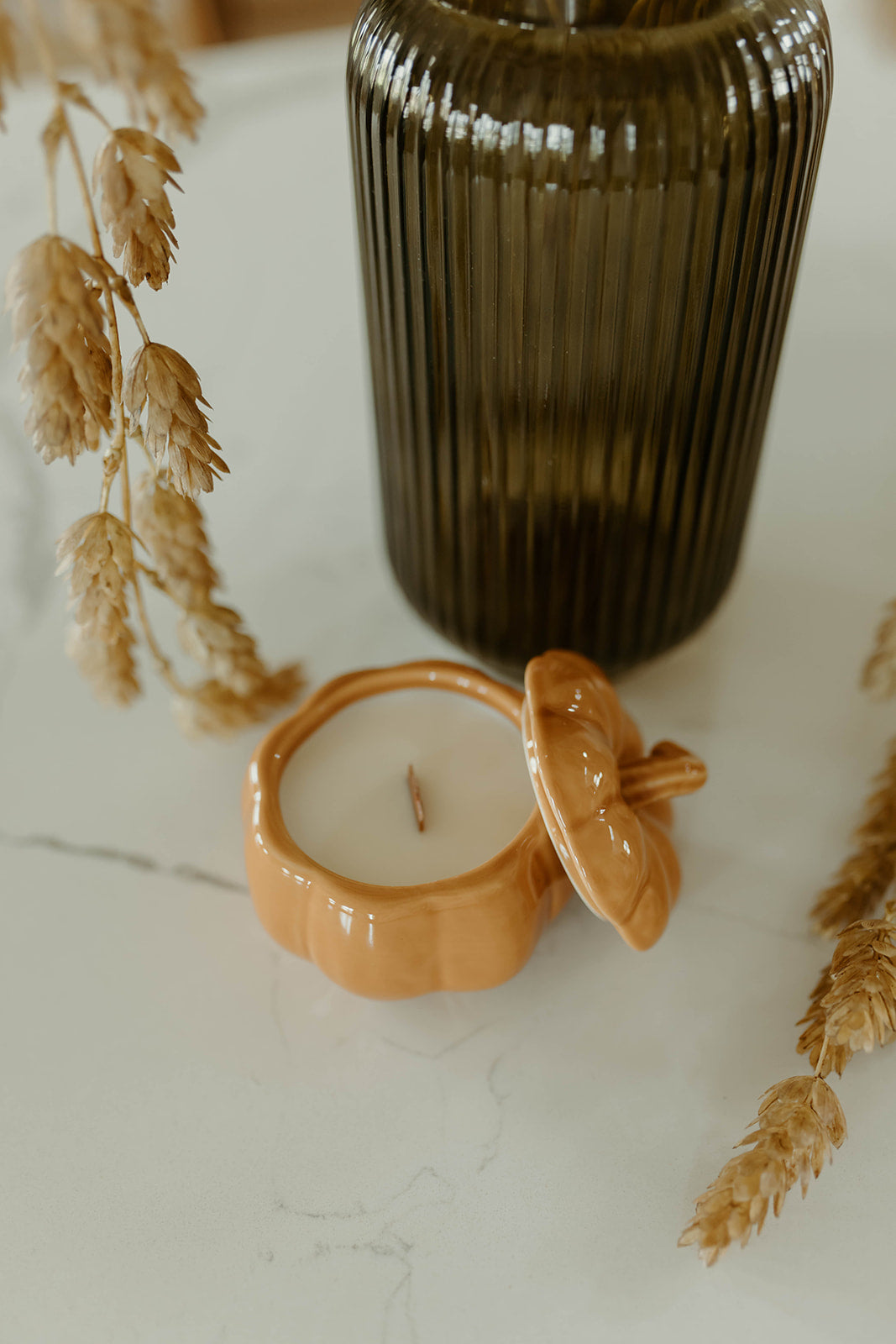 Amber Pumpkin Candle With Lid