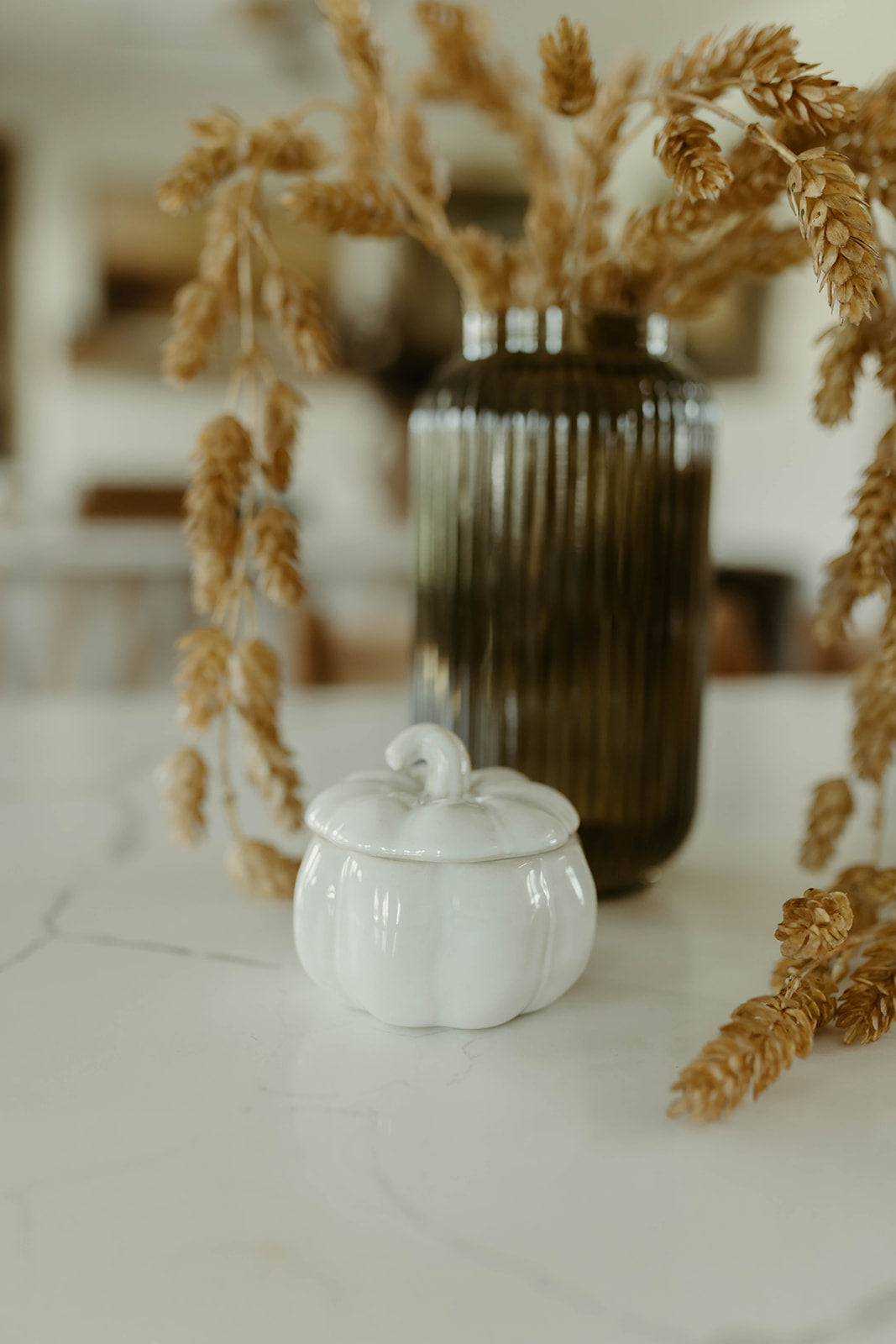 Cream Pumpkin Candle With Lid