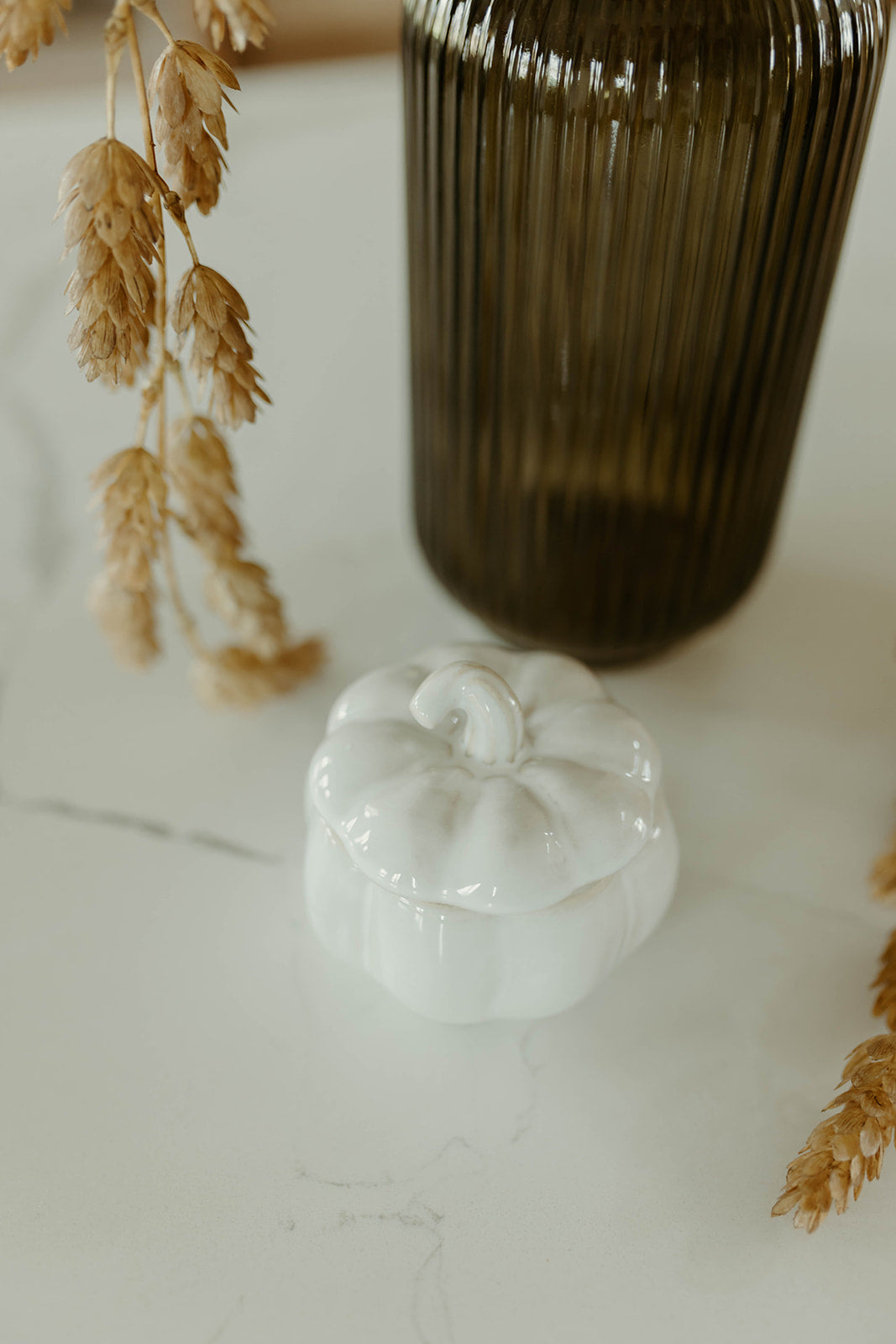 Cream Pumpkin Candle With Lid