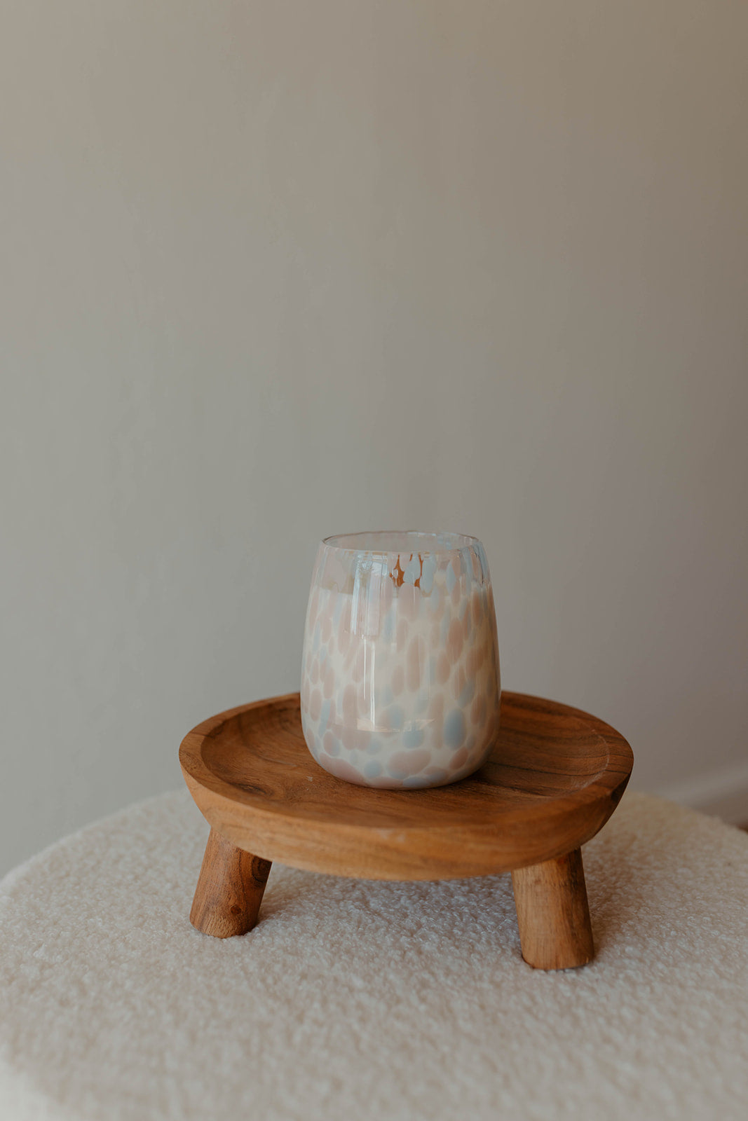 Light Pink & Blue Speckled Candle