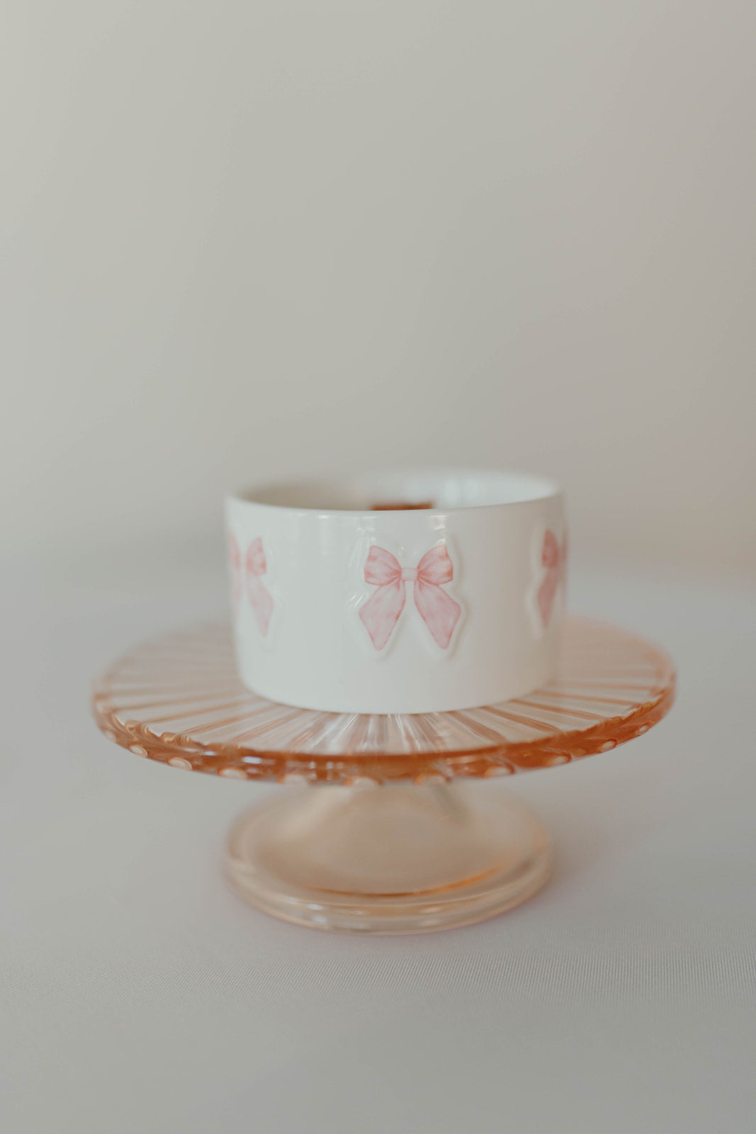 Pink Embossed Bow Ramekin Candle