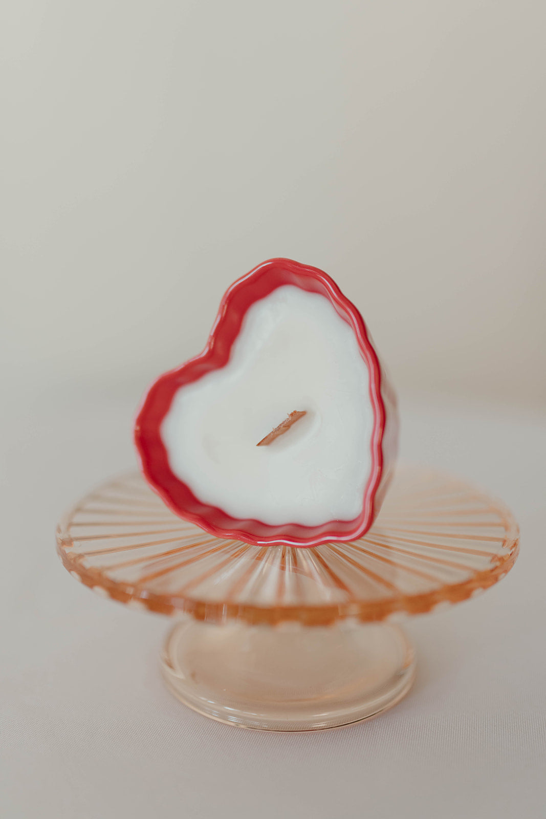 Red Scalloped Heart Ramekin Candle
