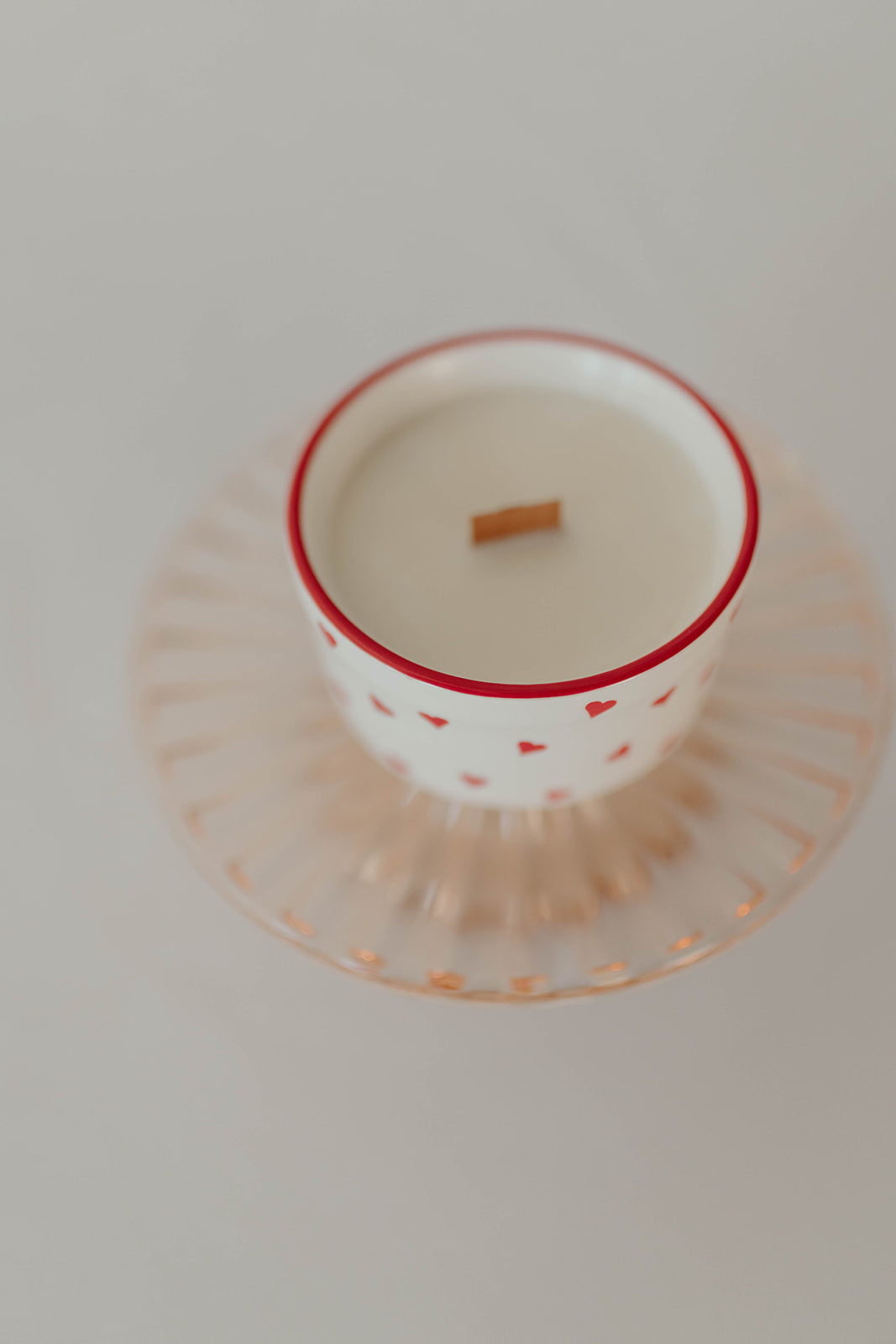 Scarlet and Cream Dainty Heart Ramekin Candle