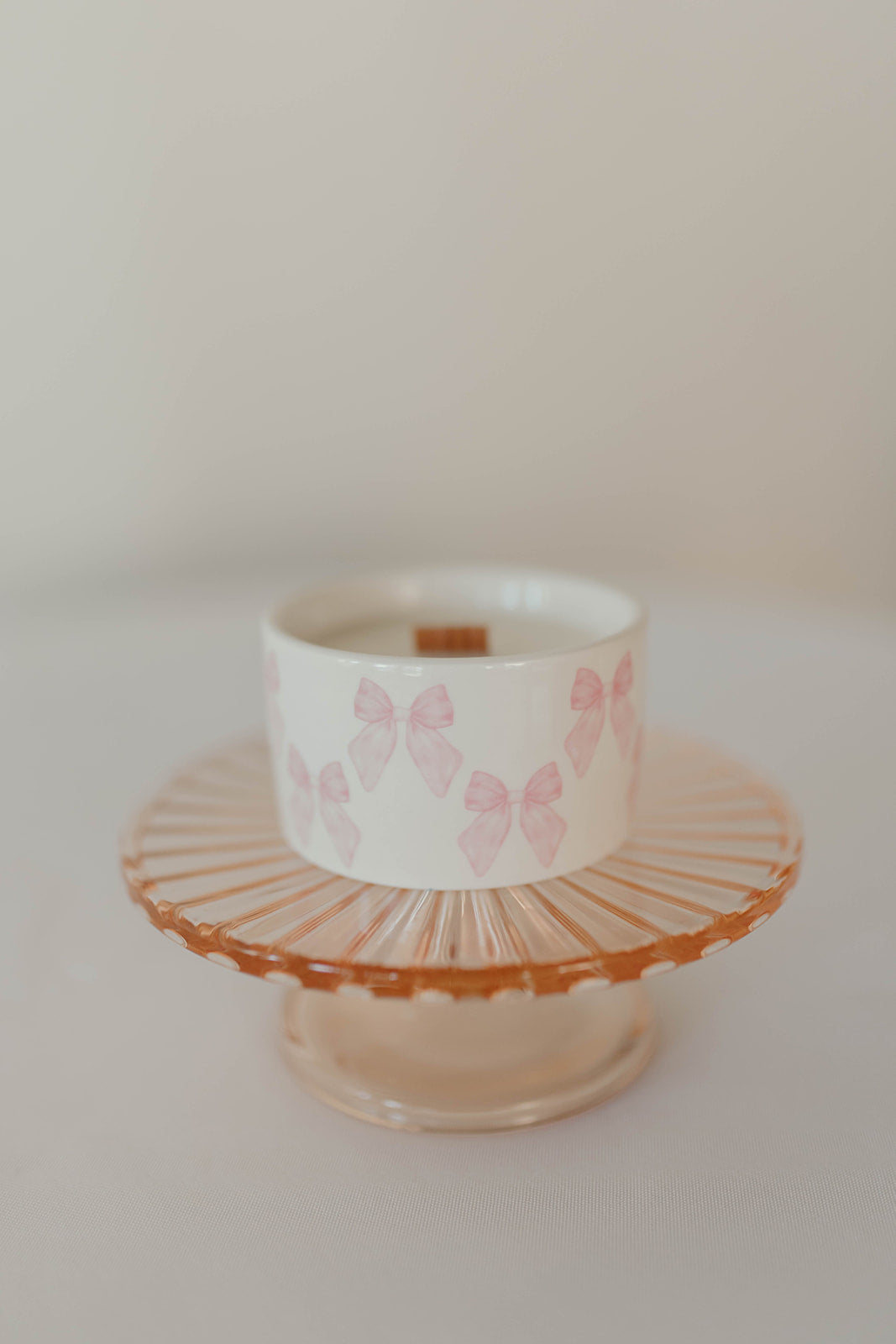 Pink Bow Ramekin Candle