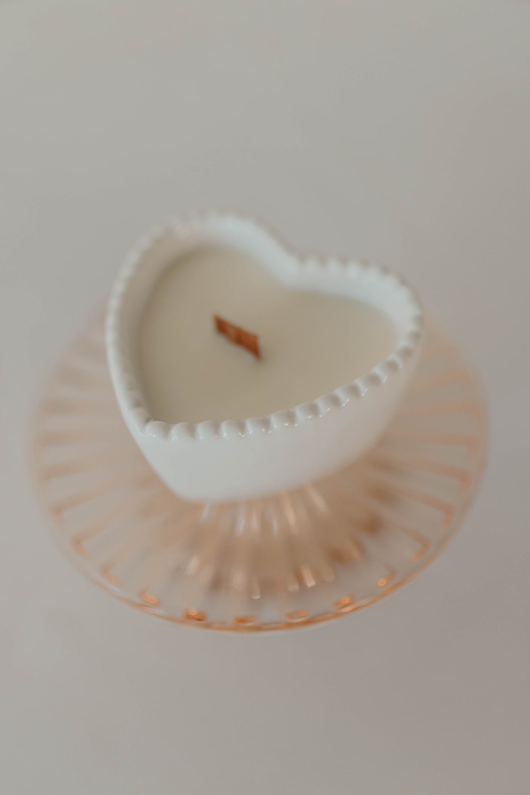 White Beaded Heart Ramekin Candle