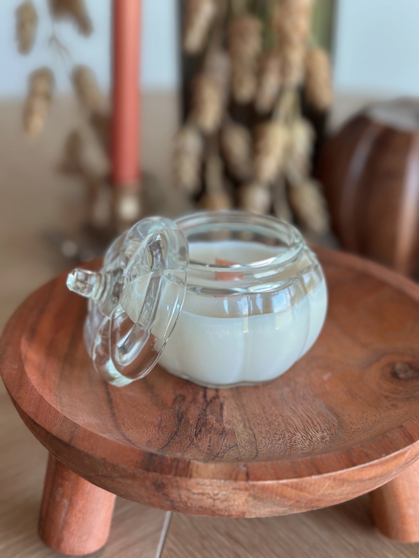 Mini Clear Glass Pumpkin Candle