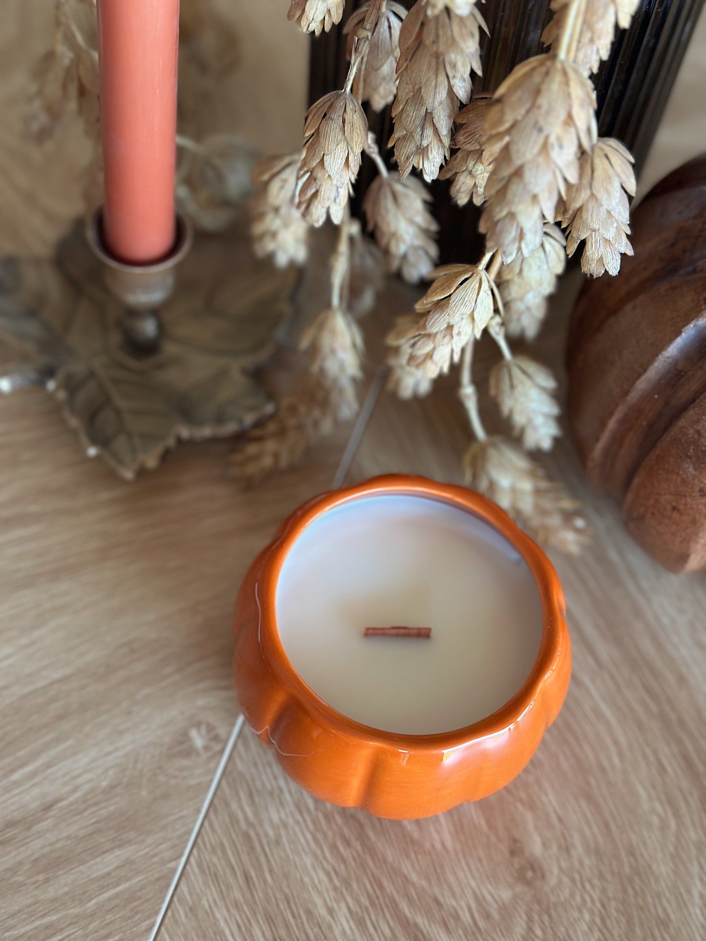 Orange Pumpkin Ramekin Candle