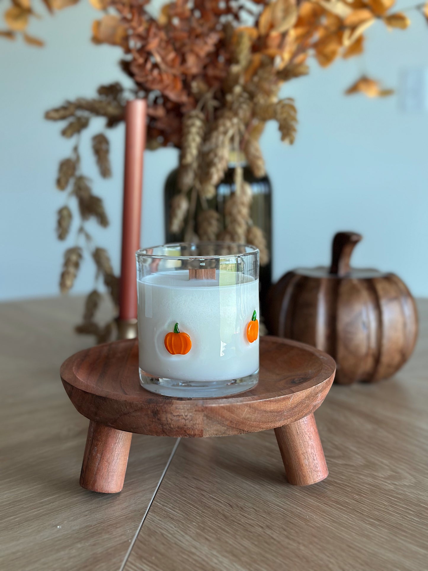Pumpkin Icon Glass Candle