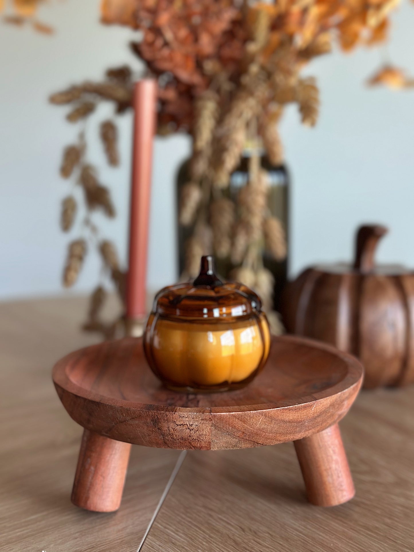 Mini Amber Glass Pumpkin Candle