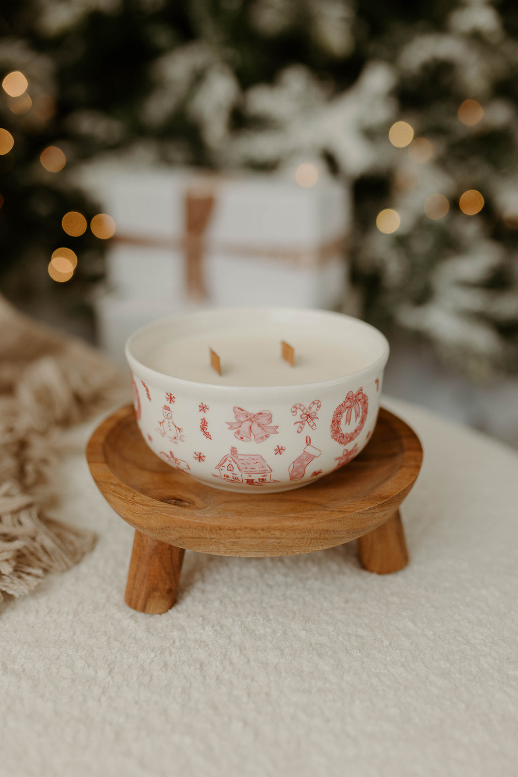 Red Vintage Christmas Large Bowl