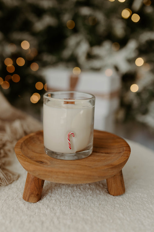 Clear Glass Candy Cane Candle