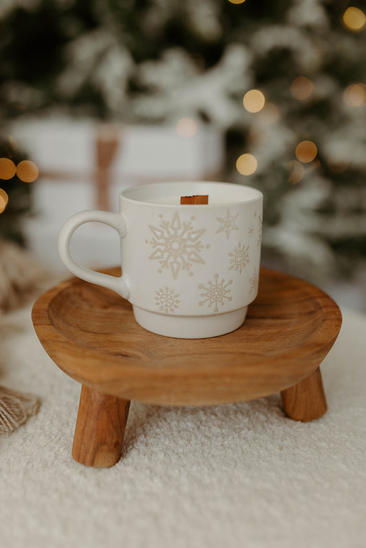 White Embossed Snowflake Mug