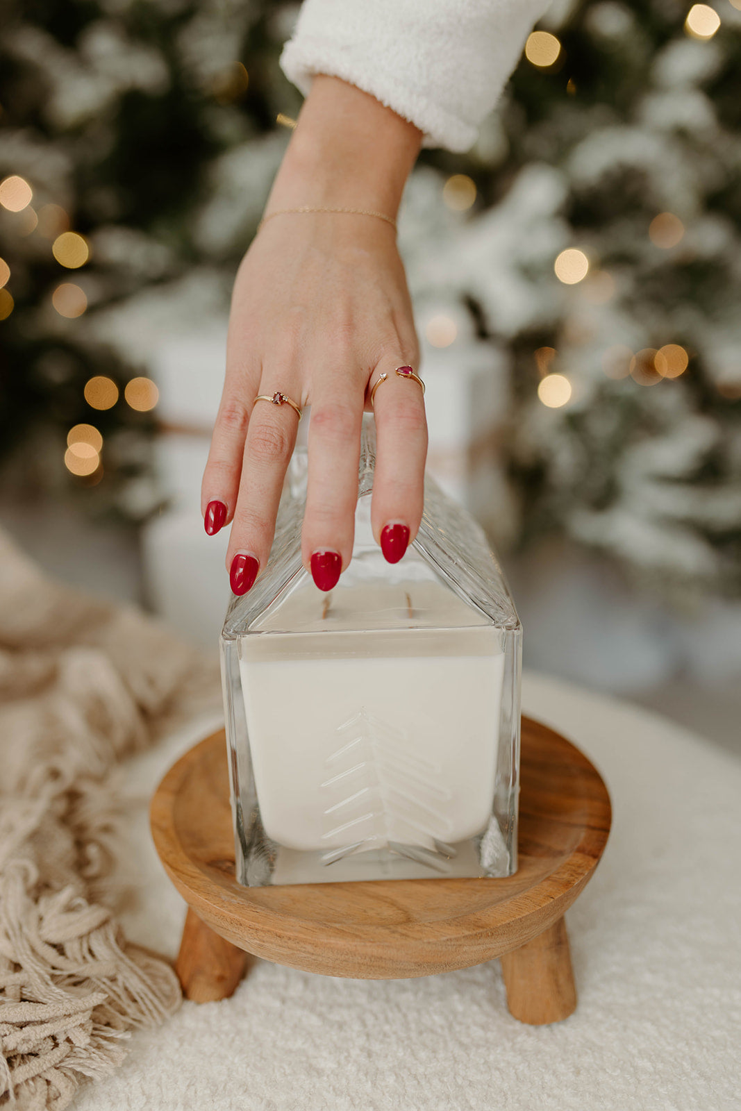 Clear Glass Christmas Cabin Candle