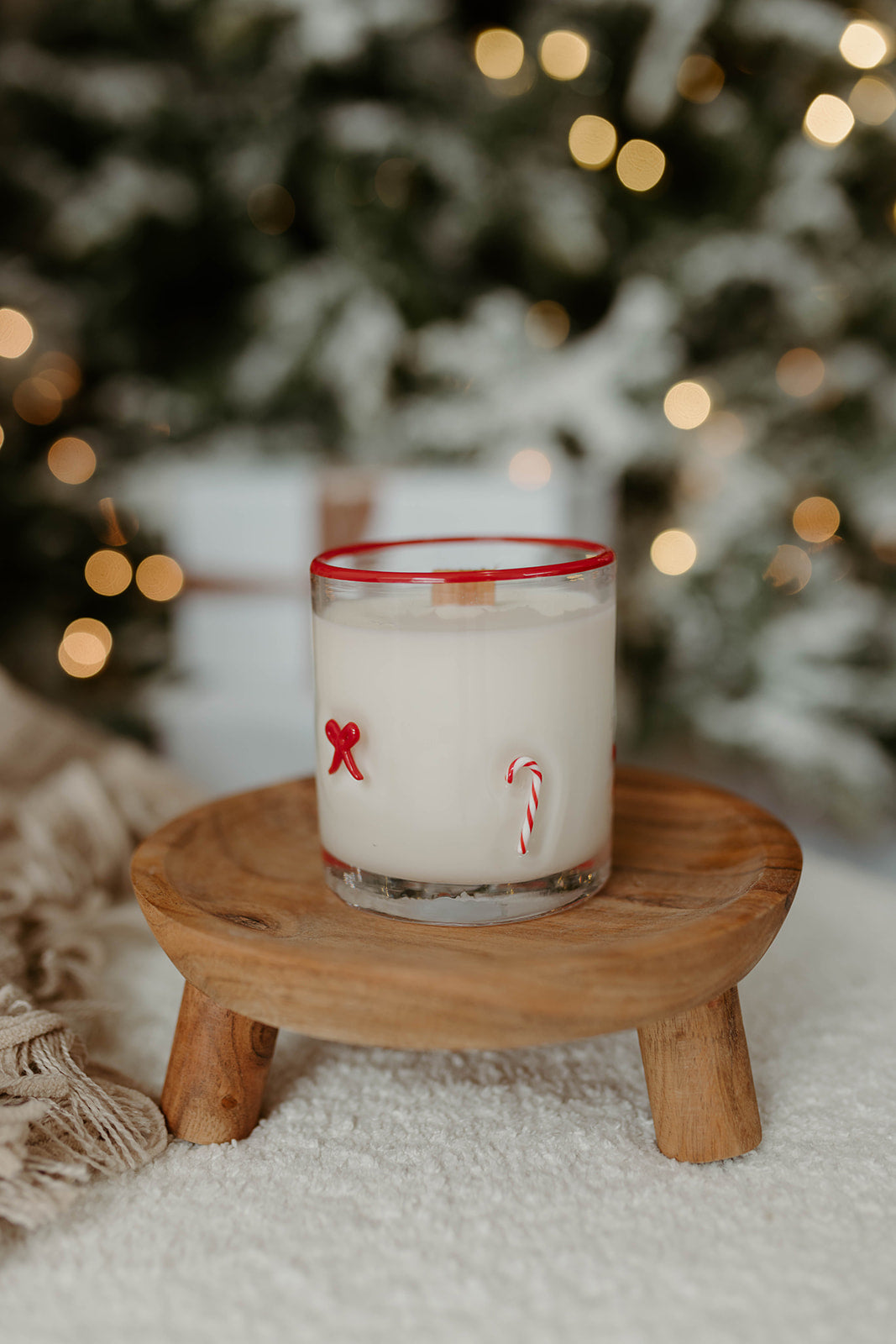 Red Bow & Candy Cane Glass