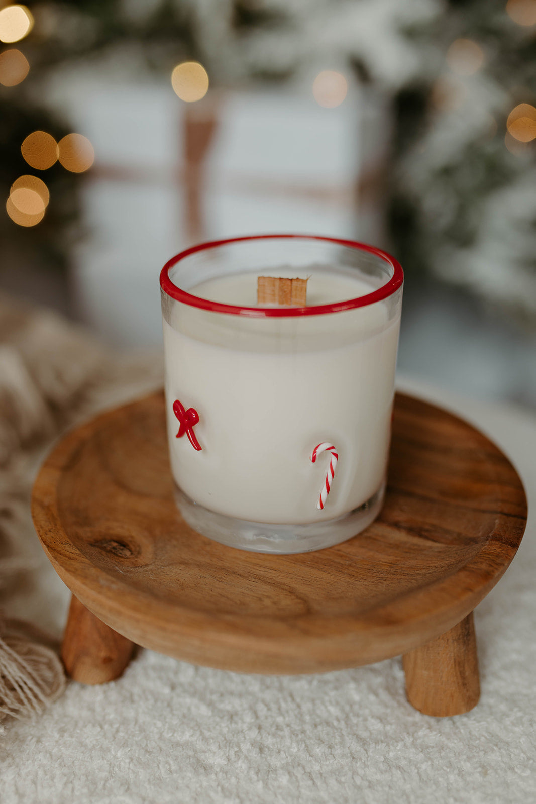 Red Bow & Candy Cane Glass