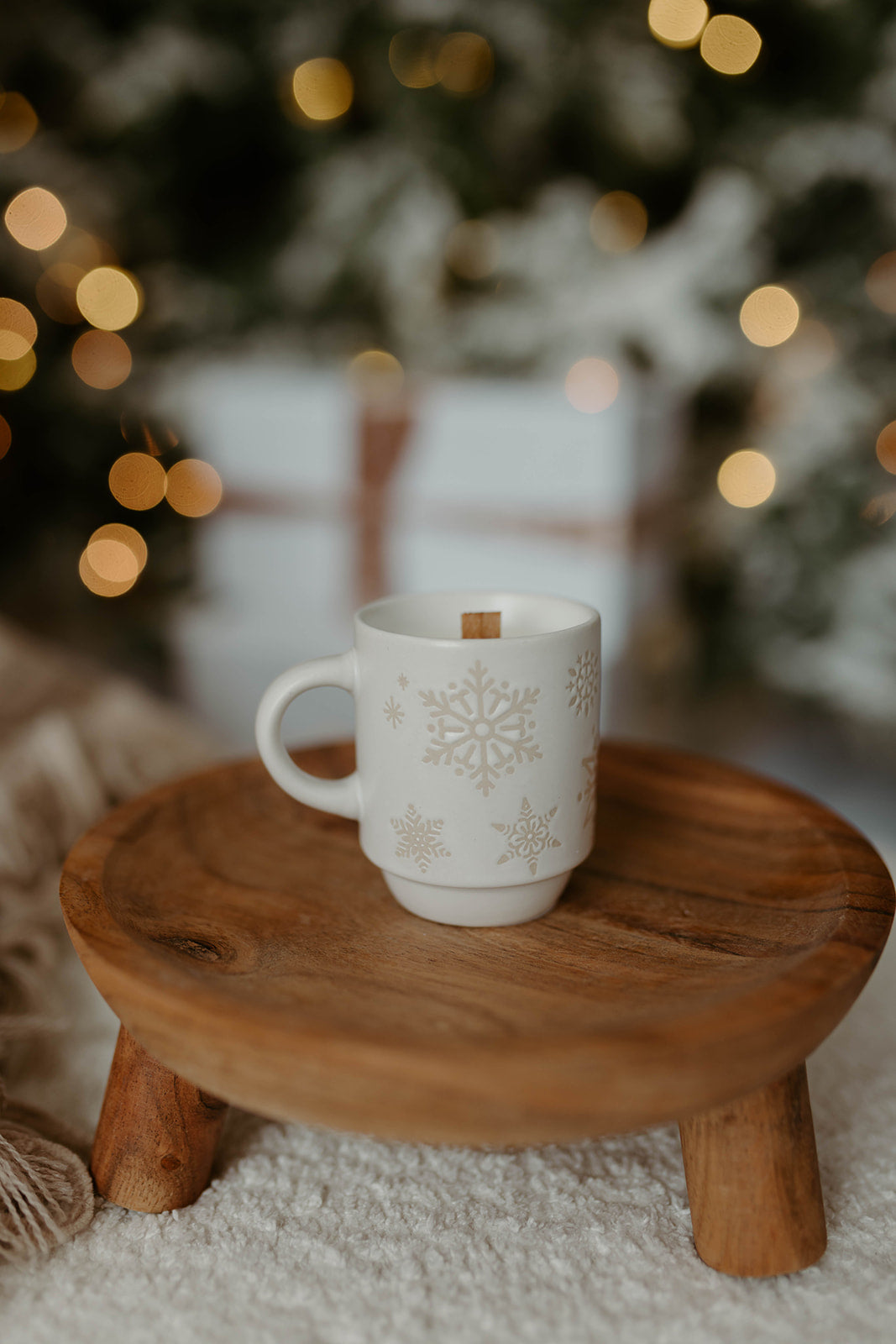 White Embossed Snowflake Espresso Mug