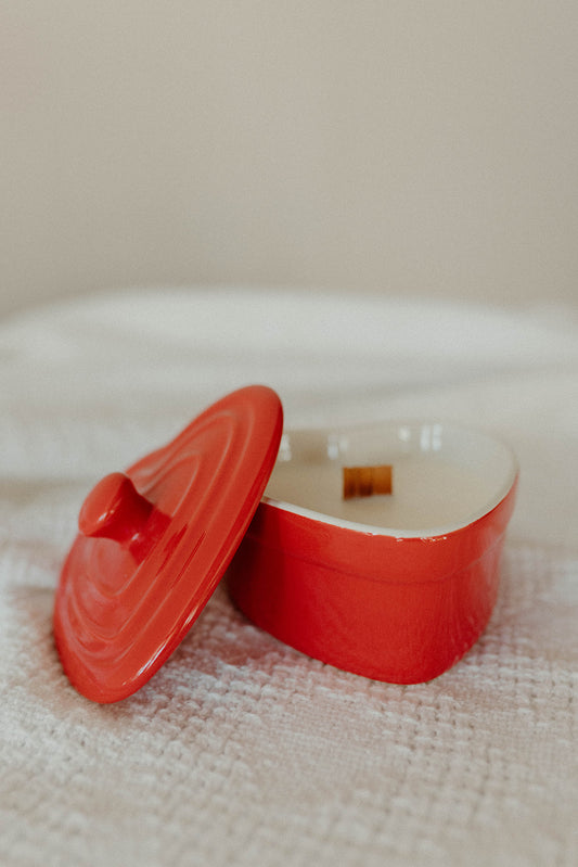 Red Heart Ramekin Candle with Lid