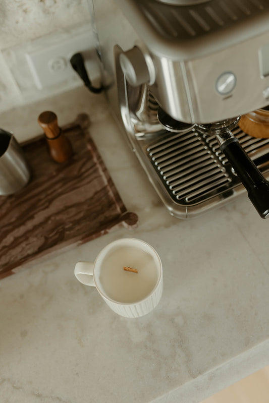 Cream Ribbed Coffee Mug
