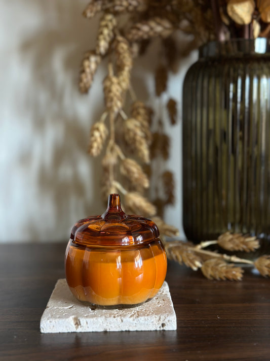 Mini Amber Glass Pumpkin
