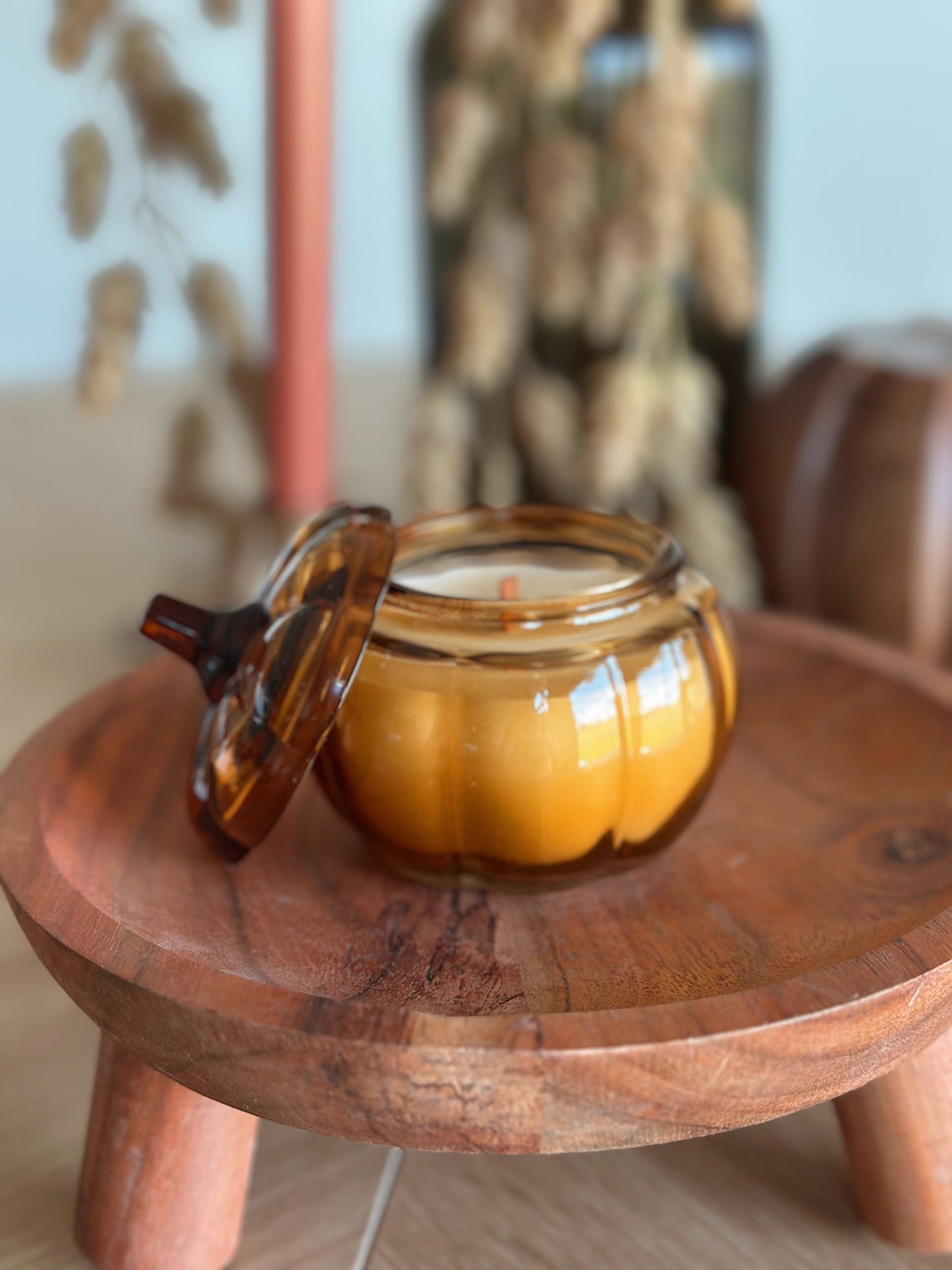 Mini Amber Glass Pumpkin Candle