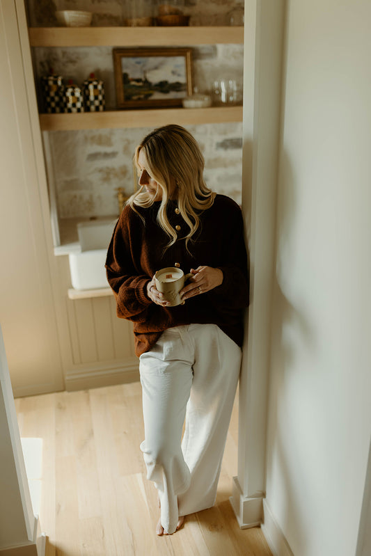 Tan & Espresso Embossed Coffee Mug Candle