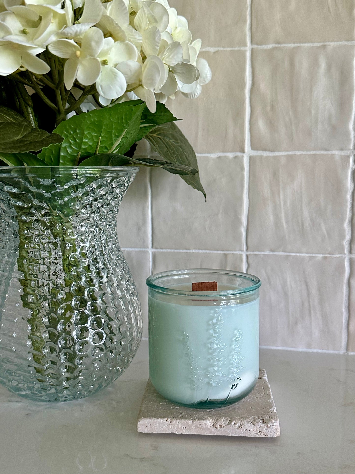 Floral Sea Glass Candle