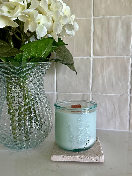 Floral Sea Glass Candle