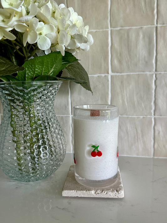 Tall Cherry Glass 13oz Candle