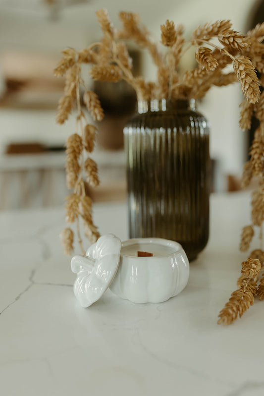Cream Pumpkin Candle With Lid
