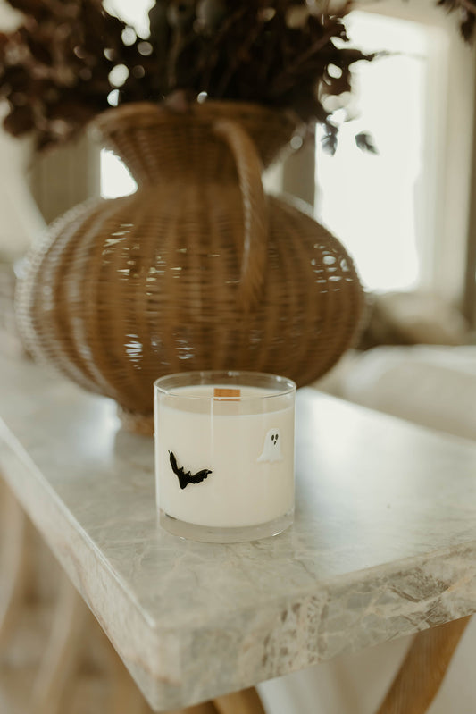 Bat & Ghost Vanilla Woods Clear Glass 16oz Candle