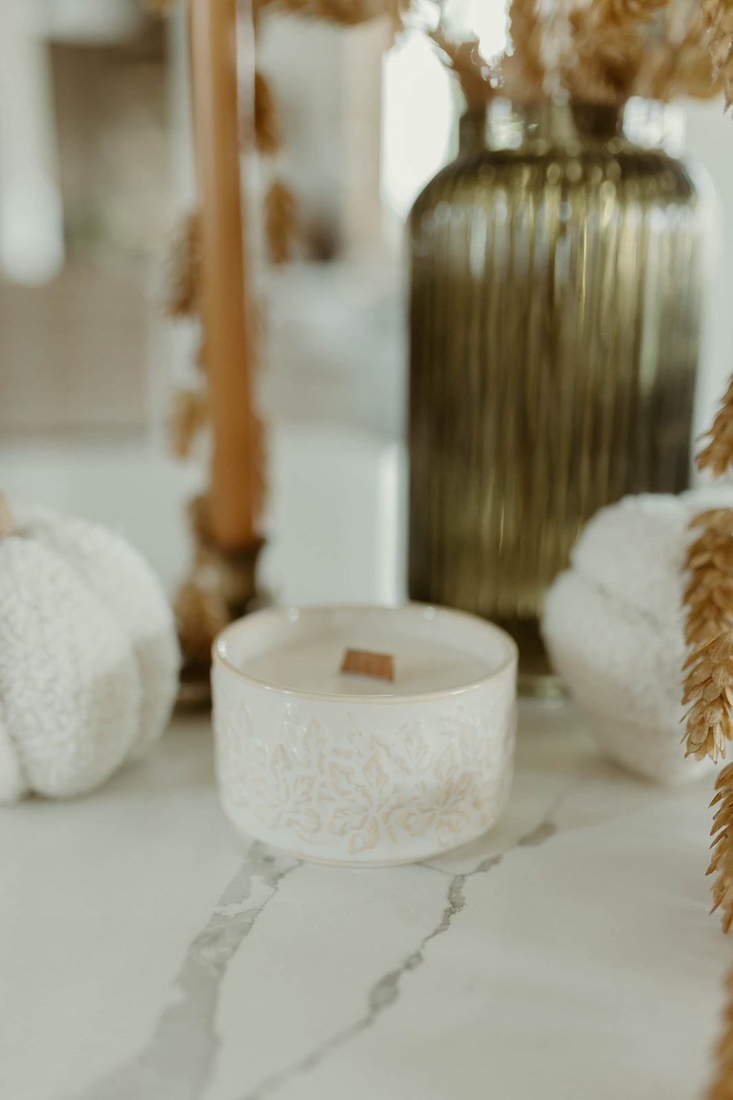Tan Leaf Embossed Cream Ramekin