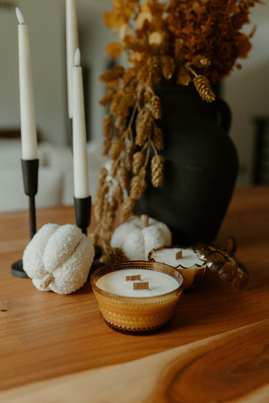 Two Wick Beaded Clay Dish