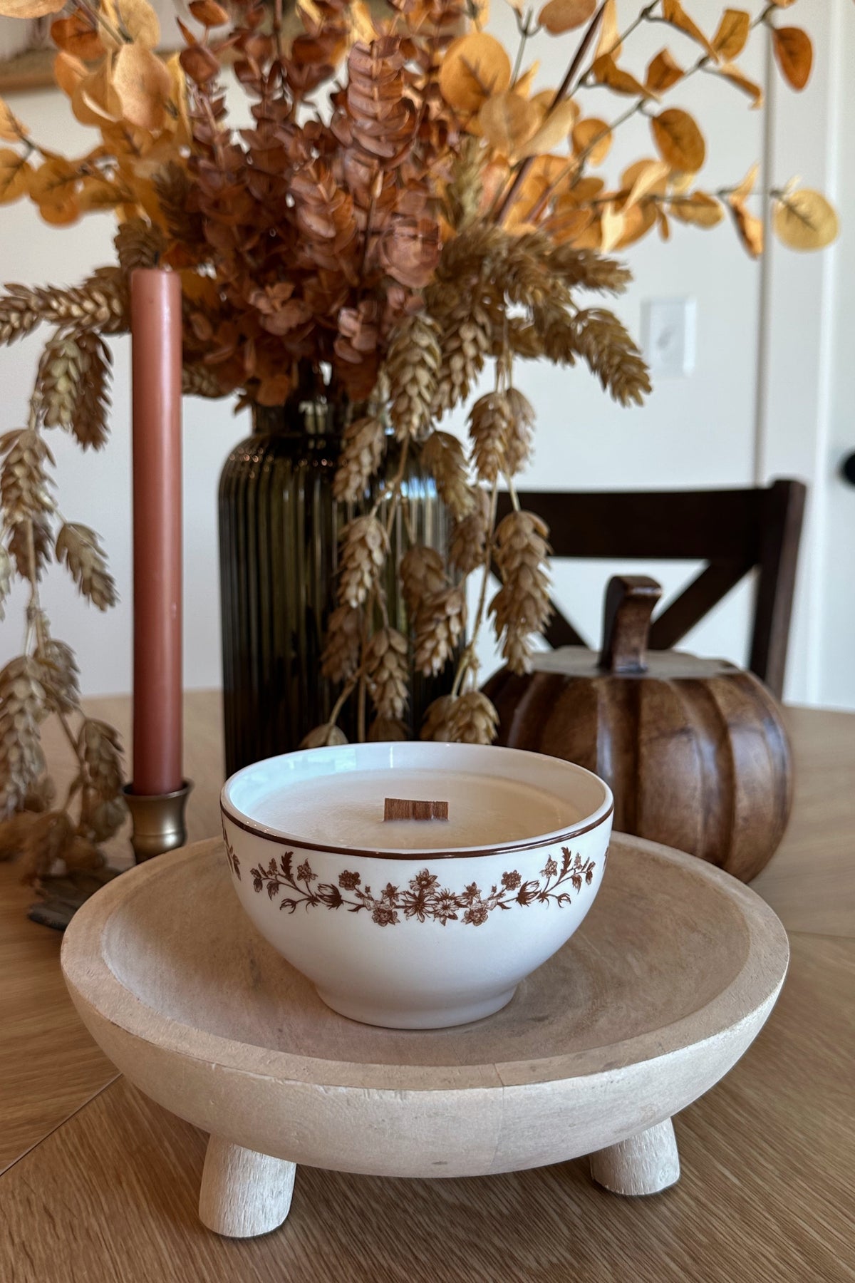 Brown Floral Bowl Candle