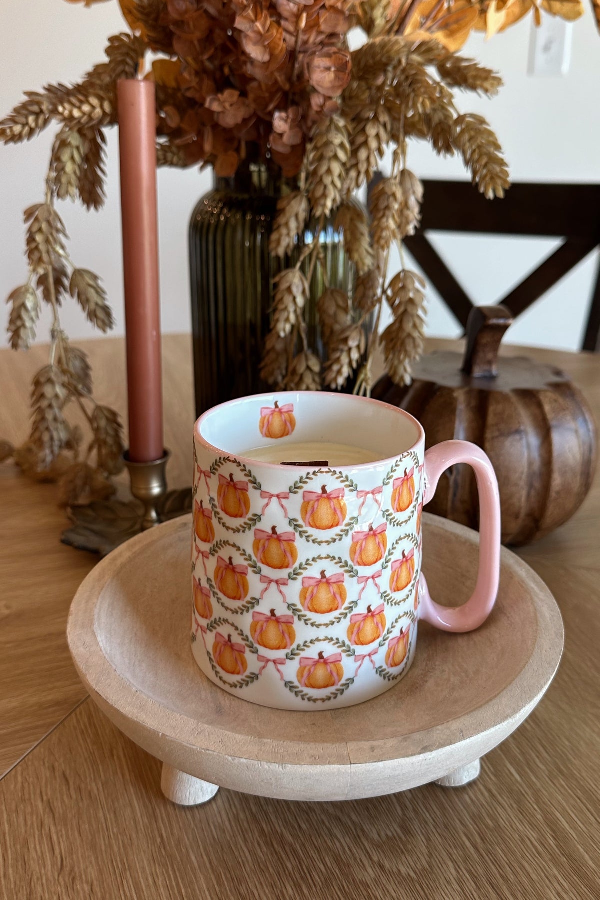 Pumpkin Pink Bow Candle