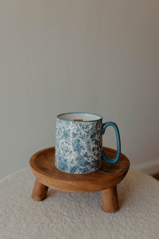Vintage Blue Floral Mug Candle