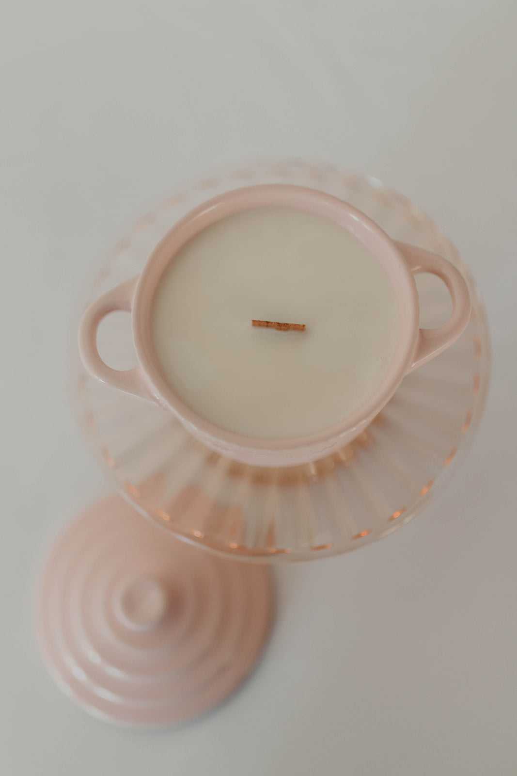 Light Pink Embossed Ramekin Candle with Lid