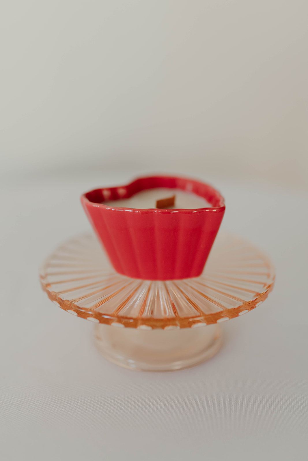 Red Scalloped Heart Ramekin Candle