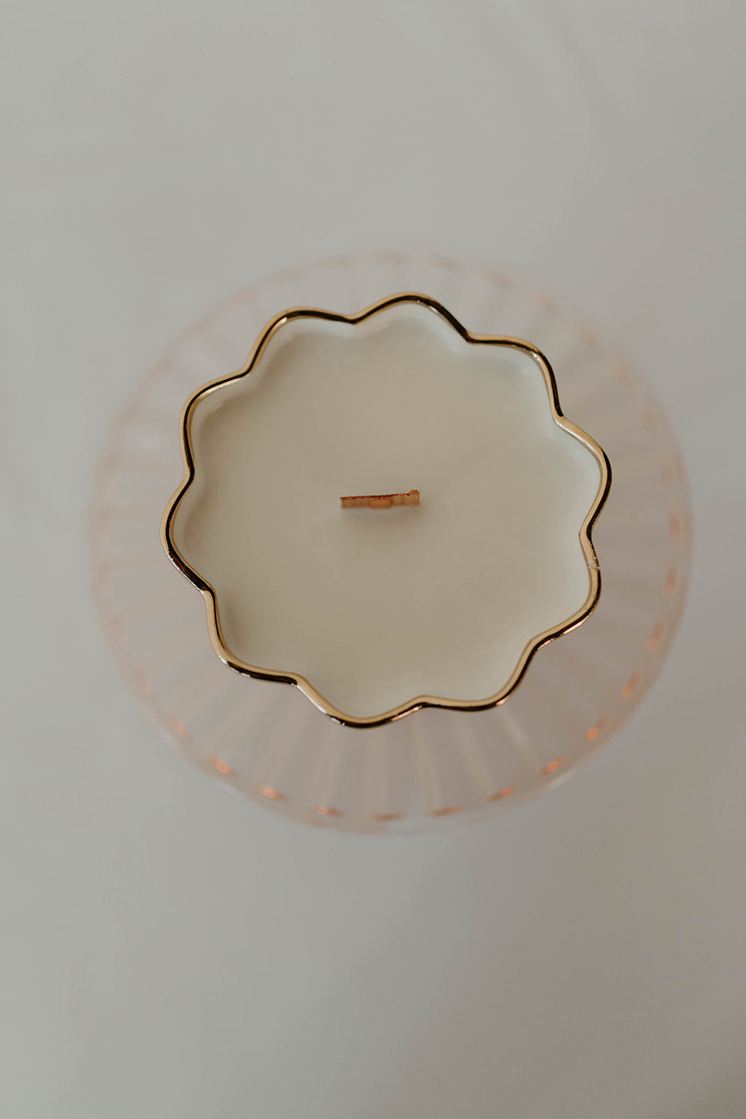 Cream Gold Rimmed Scalloped Ramekin Candle
