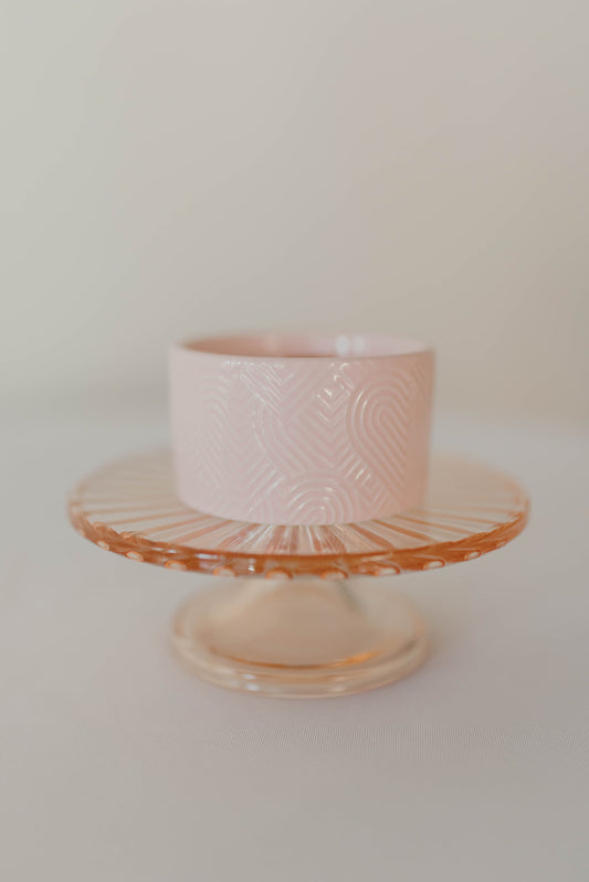Light Pink Embossed Heart Ramekin Candle