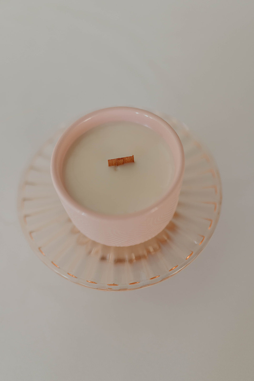 Light Pink Embossed Heart Ramekin Candle