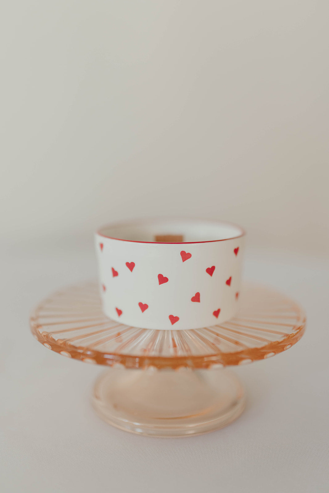 Scarlet and Cream Dainty Heart Ramekin Candle